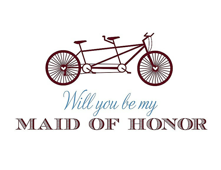 Front View - Garnet & Cornflower Will You Be My Maid of Honor - Bike