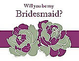 Front View Thumbnail - Kiwi & Persian Plum Will You Be My Bridesmaid Card - 2 Color Flowers