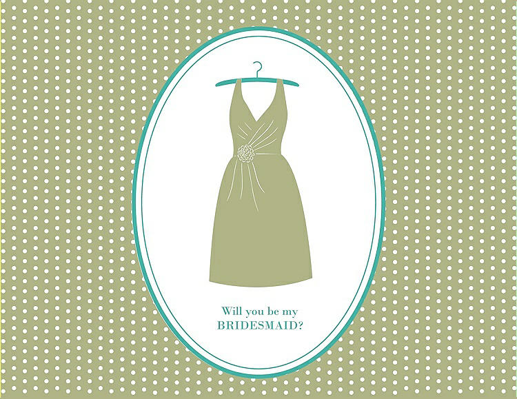 Front View - Mint & Pantone Turquoise Will You Be My Bridesmaid Card - Dress