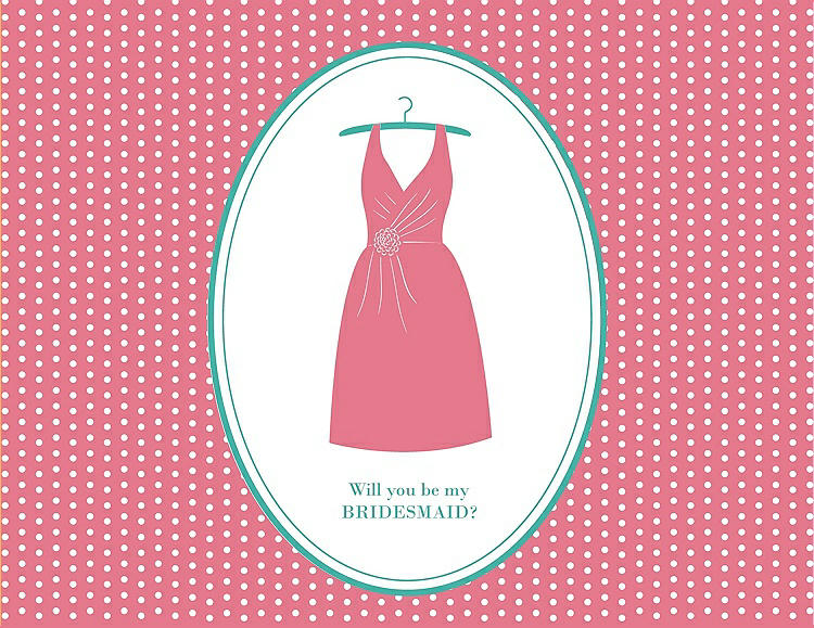 Front View - Nectar & Pantone Turquoise Will You Be My Bridesmaid Card - Dress