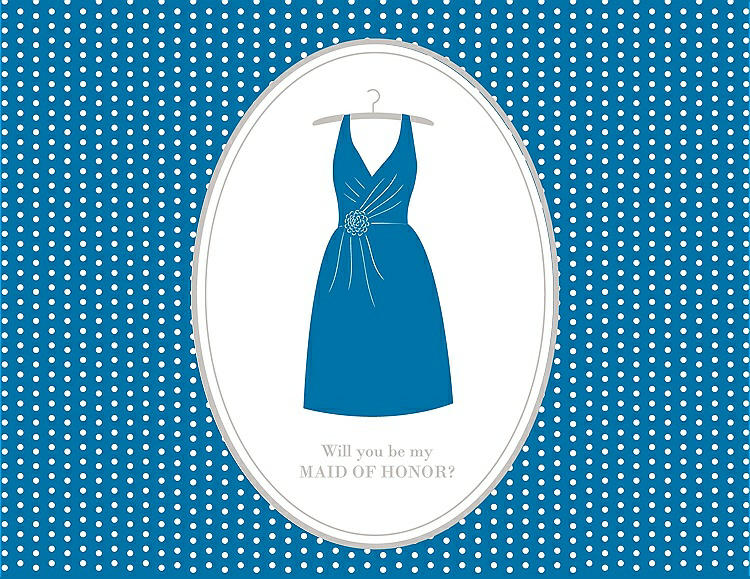 Front View - Cerulean & Oyster Will You Be My Maid of Honor Card - Dress