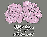 Front View Thumbnail - Hyacinth (iridescent Taffeta) & Charcoal Gray Will You Be My Bridesmaid Card - Flowers