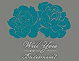 Front View Thumbnail - Oasis & Charcoal Gray Will You Be My Bridesmaid Card - Flowers