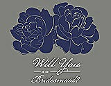 Front View Thumbnail - Blueberry & Charcoal Gray Will You Be My Bridesmaid Card - Flowers
