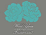 Front View Thumbnail - Capri & Charcoal Gray Will You Be My Bridesmaid Card - Flowers