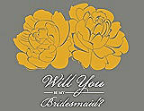 Front View Thumbnail - Mango & Charcoal Gray Will You Be My Bridesmaid Card - Flowers
