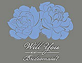 Front View Thumbnail - Periwinkle - PANTONE Serenity & Charcoal Gray Will You Be My Bridesmaid Card - Flowers