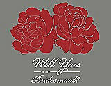 Front View Thumbnail - Ribbon Red & Charcoal Gray Will You Be My Bridesmaid Card - Flowers