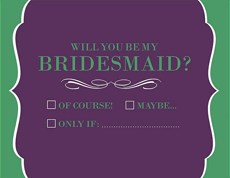 Front View - African Violet & Juniper Will You Be My Bridesmaid Card - Checkbox