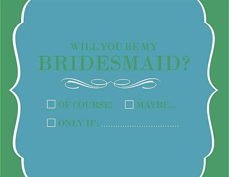 Front View - Aquamarine & Juniper Will You Be My Bridesmaid Card - Checkbox