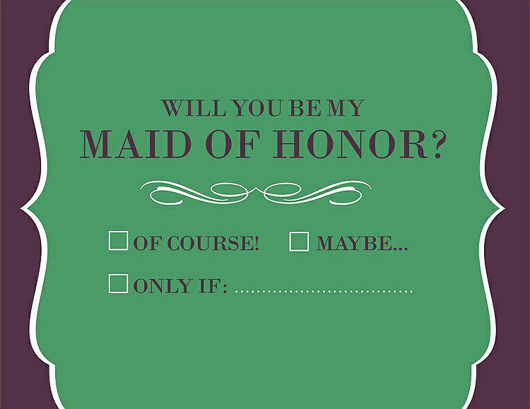 Front View - Juniper & Italian Plum Will You Be My Maid of Honor Card - Checkbox