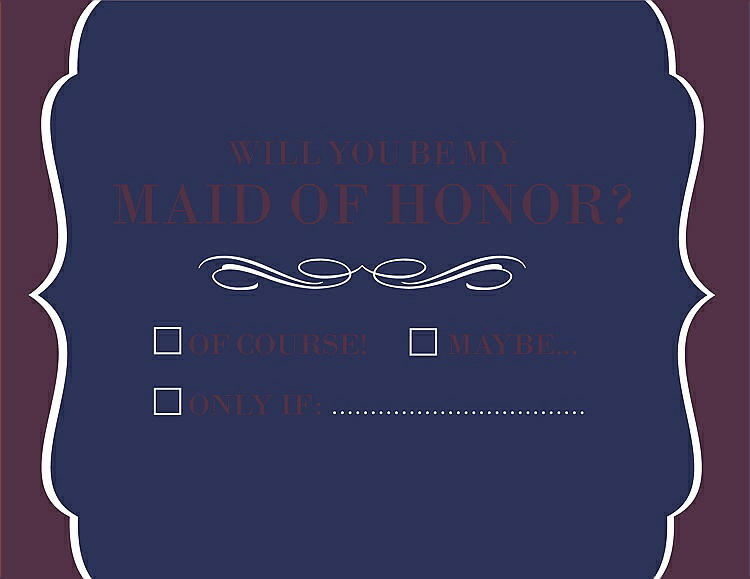 Front View - Blueberry & Italian Plum Will You Be My Maid of Honor Card - Checkbox
