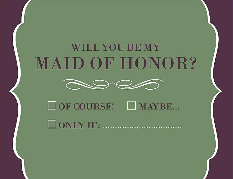 Front View - Clover & Italian Plum Will You Be My Maid of Honor Card - Checkbox