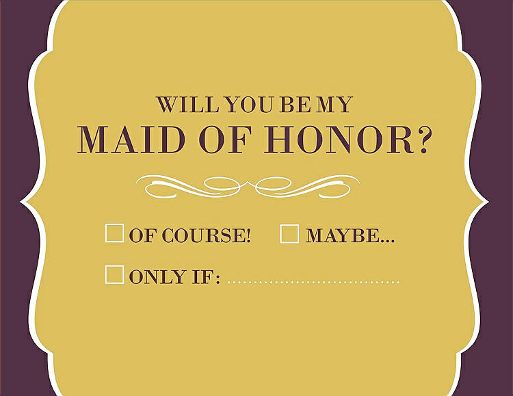 Front View - Daffodil & Italian Plum Will You Be My Maid of Honor Card - Checkbox