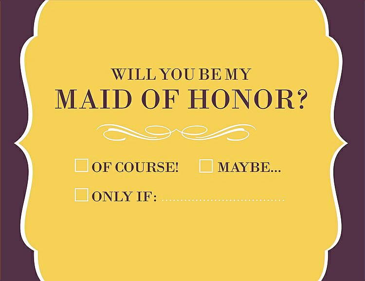 Front View - Daisy & Italian Plum Will You Be My Maid of Honor Card - Checkbox