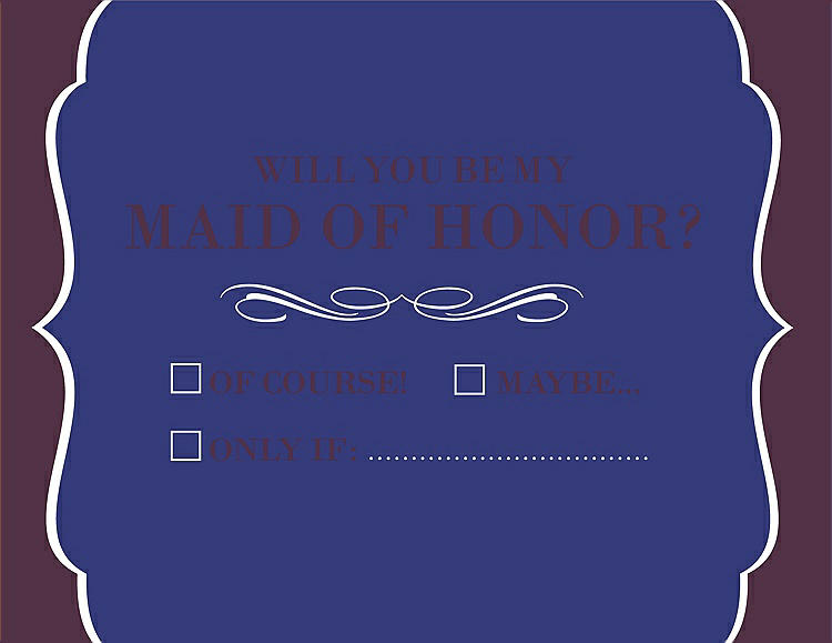 Front View - Electric Blue & Italian Plum Will You Be My Maid of Honor Card - Checkbox