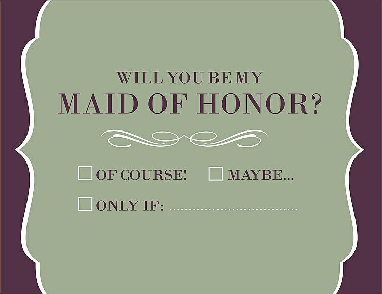 Front View - Kiwi & Italian Plum Will You Be My Maid of Honor Card - Checkbox