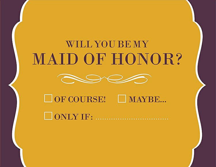 Front View - Mango & Italian Plum Will You Be My Maid of Honor Card - Checkbox
