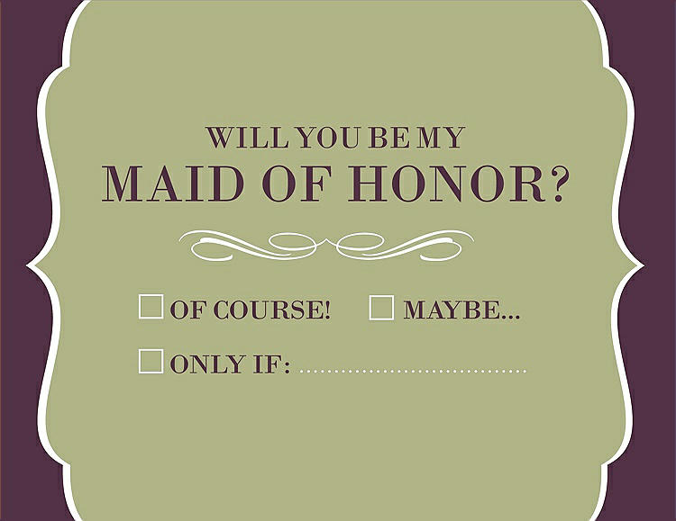 Front View - Mint & Italian Plum Will You Be My Maid of Honor Card - Checkbox
