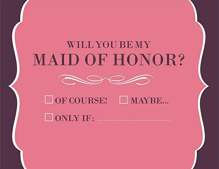 Front View - Nectar & Italian Plum Will You Be My Maid of Honor Card - Checkbox