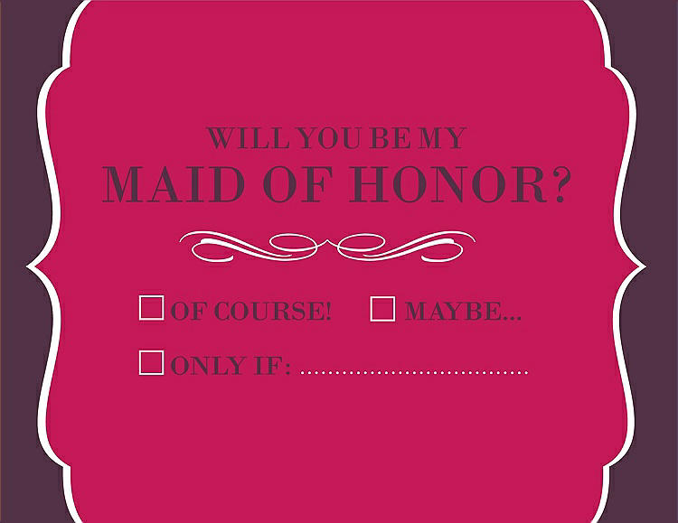 Front View - Posie & Italian Plum Will You Be My Maid of Honor Card - Checkbox