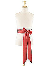 Front View Thumbnail - Perfect Coral Matte Satin Flower Girl Sash