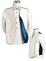 Rear View Thumbnail - Ivory & Ocean Blue Reversible Tuxedo Vests by After Six