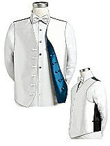 Rear View Thumbnail - White & Ocean Blue Reversible Tuxedo Vests by After Six