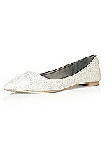 Rear View Thumbnail - Solid Lace Bridal Ballet Wedding Flats