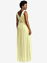 Rear View Thumbnail - Butter Yellow Sleeveless Draped Chiffon Maxi Dress with Front Slit