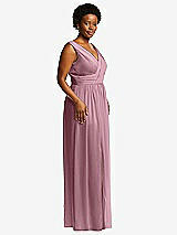 Alt View 1 Thumbnail - Dusty Pink Sleeveless Draped Chiffon Maxi Dress with Front Slit