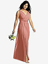 Alt View 4 Thumbnail - Desert Rose Sleeveless Draped Chiffon Maxi Dress with Front Slit