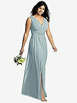 Alt View 4 Thumbnail - Morning Sky Sleeveless Draped Chiffon Maxi Dress with Front Slit