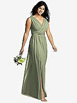 Alt View 4 Thumbnail - Sage Sleeveless Draped Chiffon Maxi Dress with Front Slit