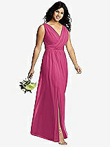 Alt View 4 Thumbnail - Tea Rose Sleeveless Draped Chiffon Maxi Dress with Front Slit