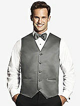 Front View Thumbnail - Charcoal Gray Matte Satin Tuxedo Vests by After Six