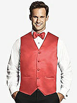 Front View Thumbnail - Perfect Coral Matte Satin Tuxedo Vests by After Six
