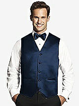 Front View Thumbnail - Midnight Navy Matte Satin Tuxedo Vests by After Six