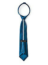 Rear View Thumbnail - Ocean Blue Matte Satin Boy's 14" Zip Necktie by After Six