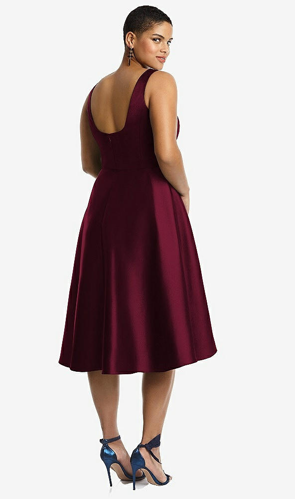 Back View - Cabernet Bateau Neck Satin High Low Cocktail Dress