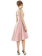 Alt View 2 Thumbnail - Rose - PANTONE Rose Quartz Bateau Neck Satin High Low Cocktail Dress