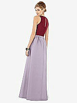 Rear View Thumbnail - Lilac Haze & Burgundy Sleeveless Keyhole Back Satin Maxi Dress