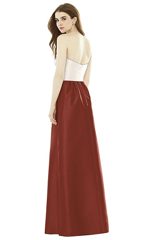 Back View - Auburn Moon & Ivory Full Length Strapless Satin Twill dress with Pockets