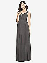 Front View Thumbnail - Caviar Gray Sleeveless Notch Maternity Dress