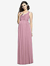 Front View Thumbnail - Dusty Pink Sleeveless Notch Maternity Dress