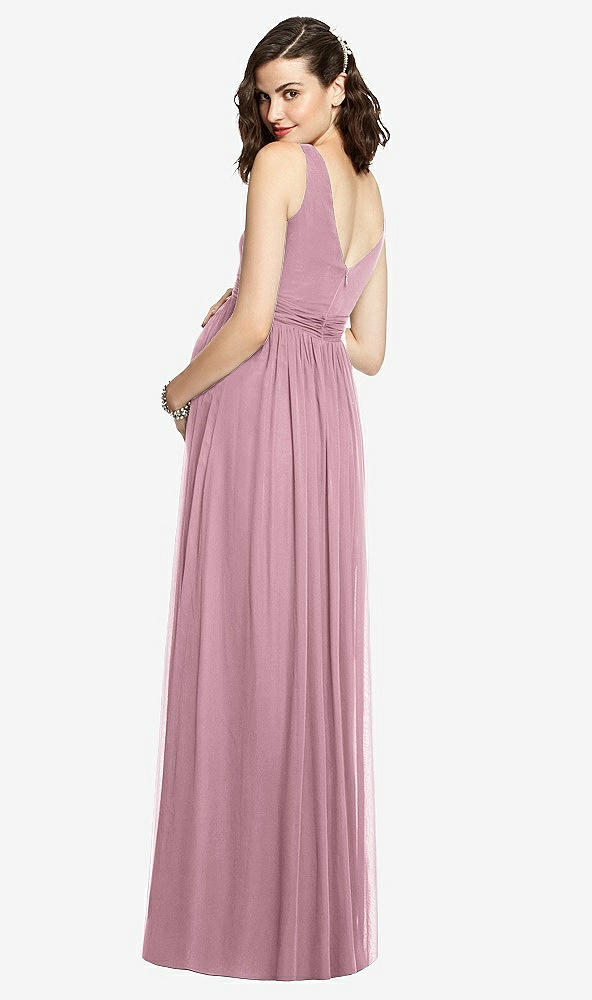 Back View - Dusty Pink Sleeveless Notch Maternity Dress