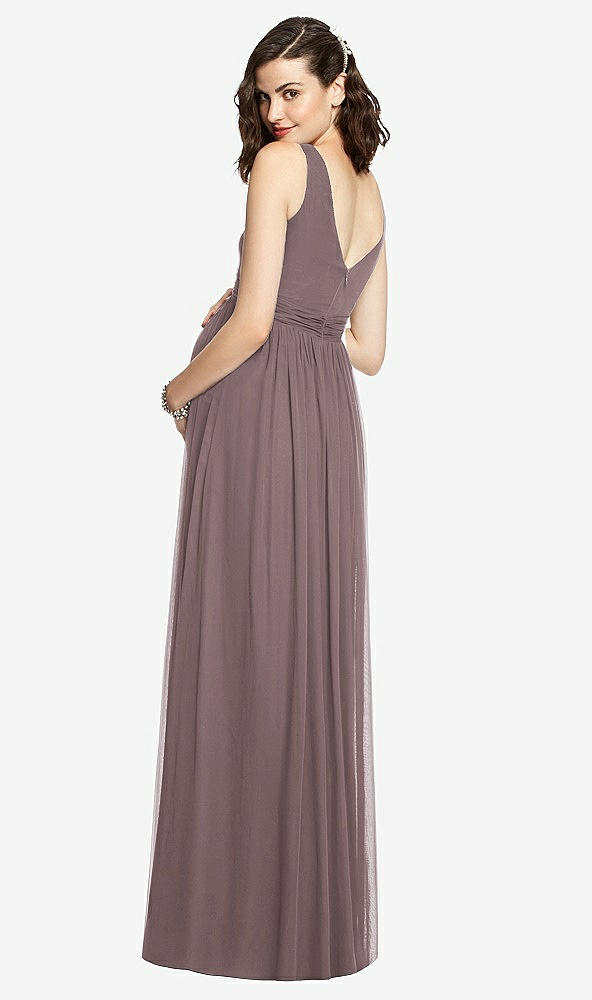 Back View - French Truffle Sleeveless Notch Maternity Dress