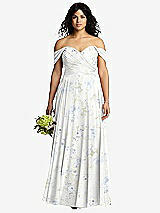 Front View Thumbnail - Bleu Garden Off-the-Shoulder Draped Chiffon Maxi Dress