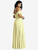 Rear View Thumbnail - Butter Yellow Off-the-Shoulder Draped Chiffon Maxi Dress