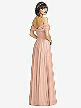 Alt View 2 Thumbnail - Pale Peach Off-the-Shoulder Draped Chiffon Maxi Dress